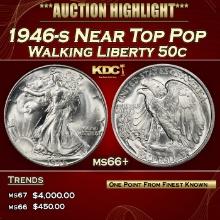 1946-s Walking Liberty Half Dollar Near Top Pop 50c ms66+ SEGS