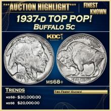 1937-d Buffalo Nickel TOP POP! 5c ms68+ SEGS