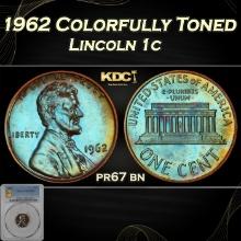 PCGS 1962 Proof Lincoln Cent Colorfully Toned 1c pr67 bn PCGS