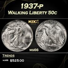 1937-p Walking Liberty Half Dollar 50c Grades GEM+ Unc