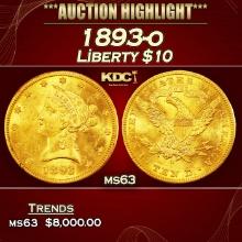 1893-o Gold Liberty Eagle $10 ms63 USCG