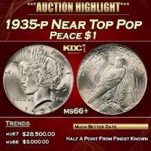 1935-p Peace Dollar Near Top Pop $1 ms66+ SEGS