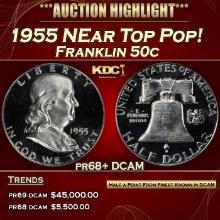 1955 Proof Franklin Half Dollar NEar Top Pop! 50c pr68+ DCAM SEGS