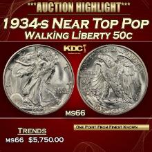 1934-s Walking Liberty Half Dollar Near Top Pop 50c ms66 SEGS