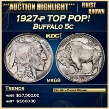 1927-p Buffalo Nickel TOP POP! 5c ms68 SEGS