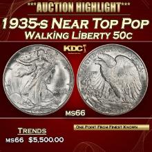 1935-s Walking Liberty Half Dollar Near Top Pop 50c ms66 SEGS