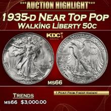 1935-d Walking Liberty Half Dollar Near Top Pop 50c ms66 SEGS