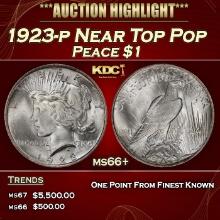 1923-p Peace Dollar Near Top Pop $1 ms66+ SEGS