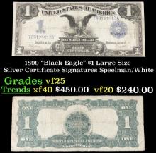 1899 $1 large size Silver Certificate "Black Eagle" Grades vf+ Signatures Speelman/White