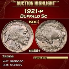 1921-p Buffalo Nickel 5c ms66+ SEGS