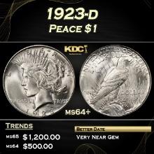 1923-d Peace Dollar $1 Grades ms64+