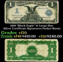 1899 $1 large size Silver Certificate "Black Eagle" Grades vf+ Signatures Parker/Burke