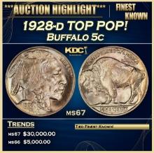 1928-d Buffalo Nickel TOP POP! 5c ms67 SEGS