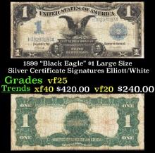 1899 $1 large size Silver Certificate "Black Eagle" Grades vf+ Signatures Elliott/White