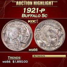 1921-p Buffalo Nickel 5c ms66 SEGS