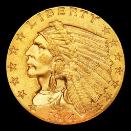 1914-p Gold Indian Quarter Eagle Near Top Pop! $2 1/2 ms66 USCG