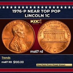 1976-p Lincoln Cent Near Top Pop 1c ms67 rd SEGS