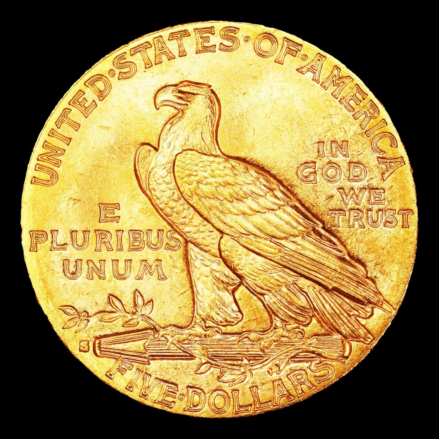 1916-s Gold Indian Half Eagle $5 ms64 USCG