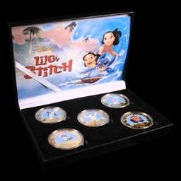 5 Coin Lilo and Stitch Gold Plated Round Collection A