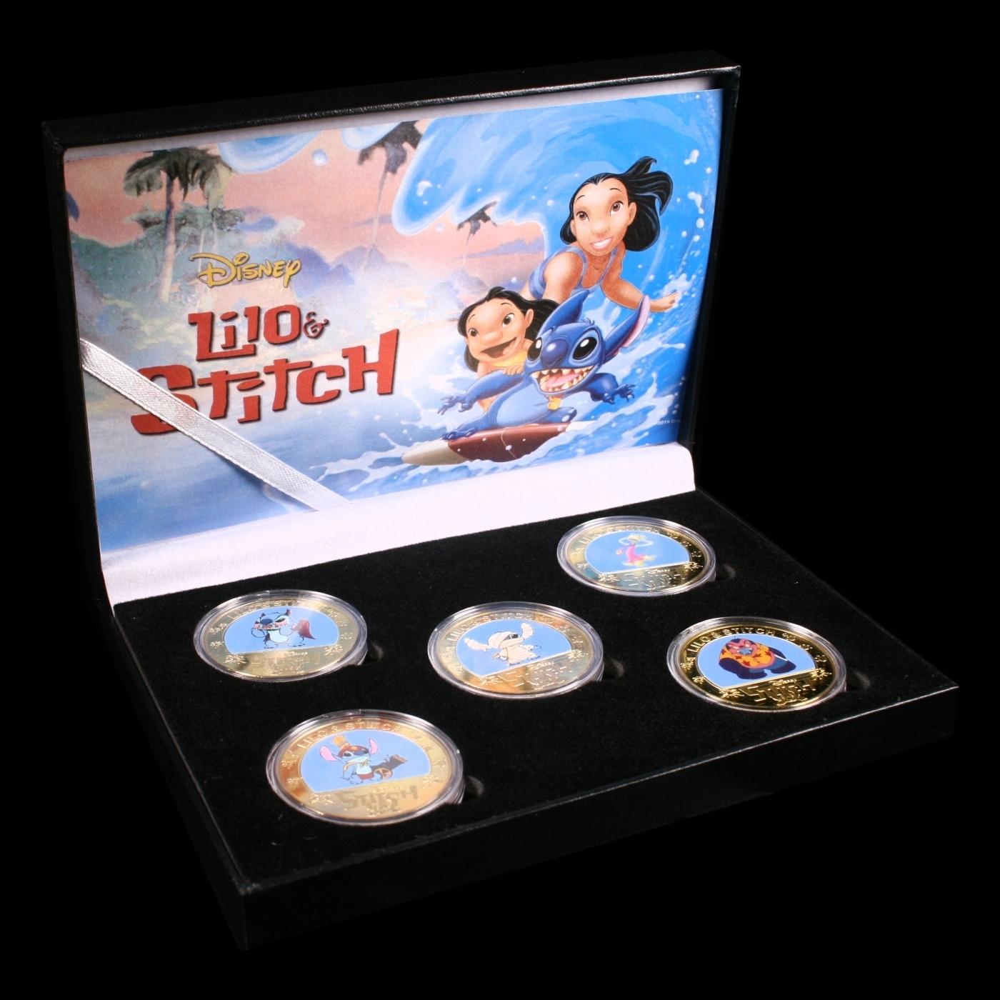 5 Coin Lilo and Stitch Gold Plated Round Collection A
