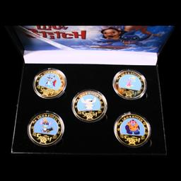 5 Coin Lilo and Stitch Gold Plated Round Collection A