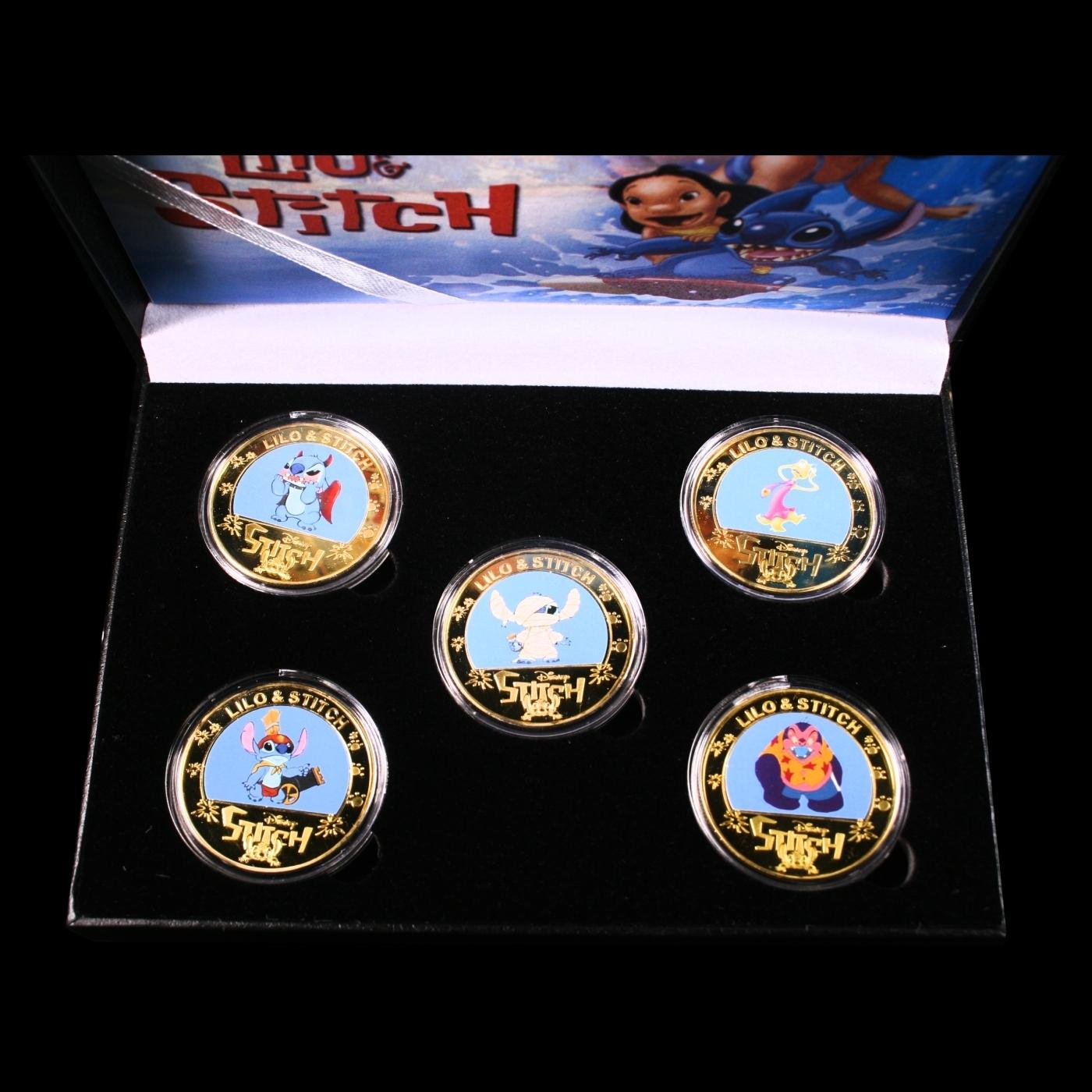5 Coin Lilo and Stitch Gold Plated Round Collection A
