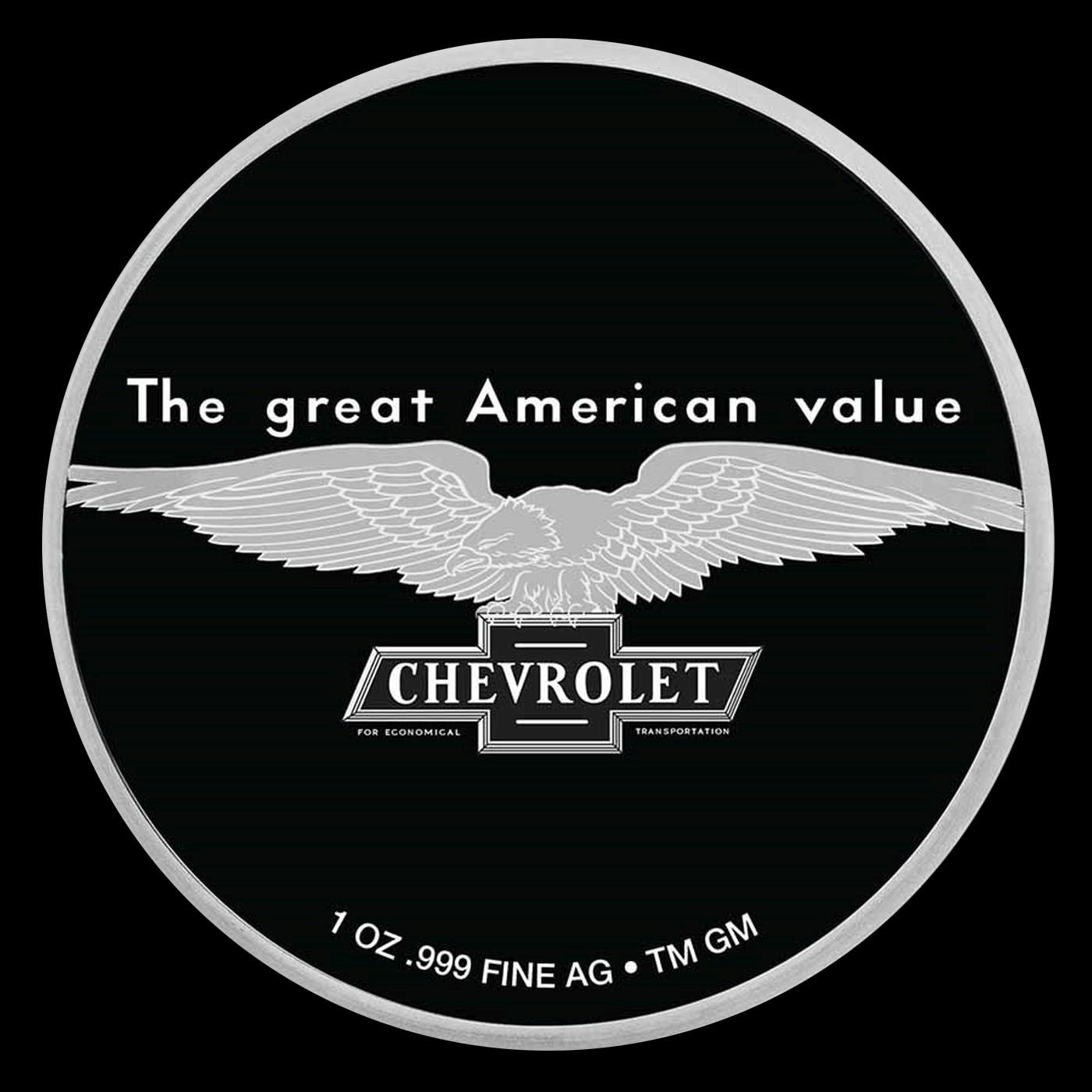 1939 Chevrolet Service Sign Colorized Style - 1 oz Silver Round Round
