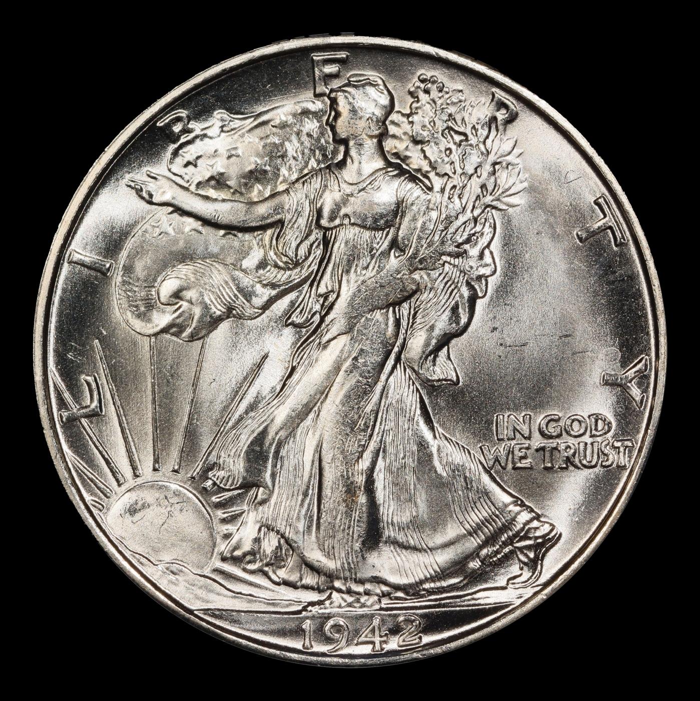 1942-s Walking Liberty Half Dollar 50c Grades ms66