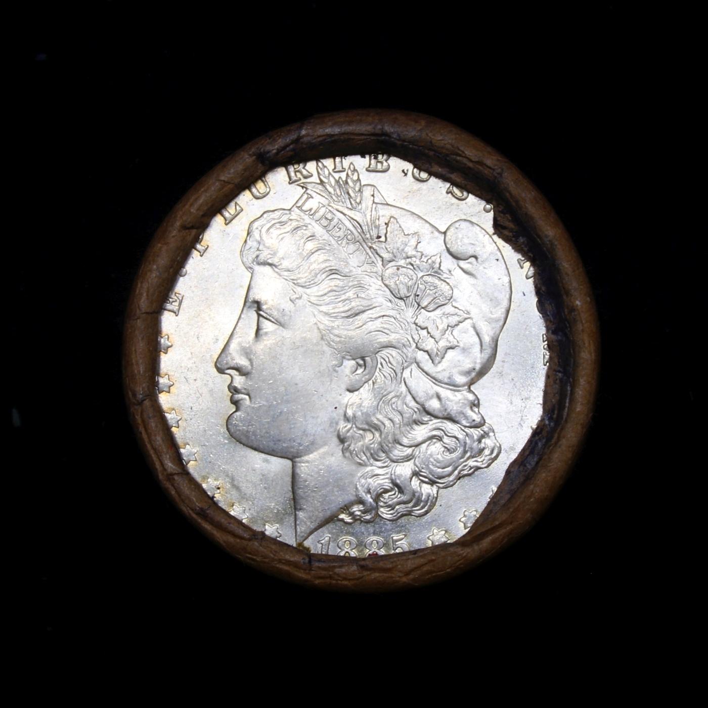 Full solid date 1885-o Uncirculated Morgan silver dollar roll, 20 coins