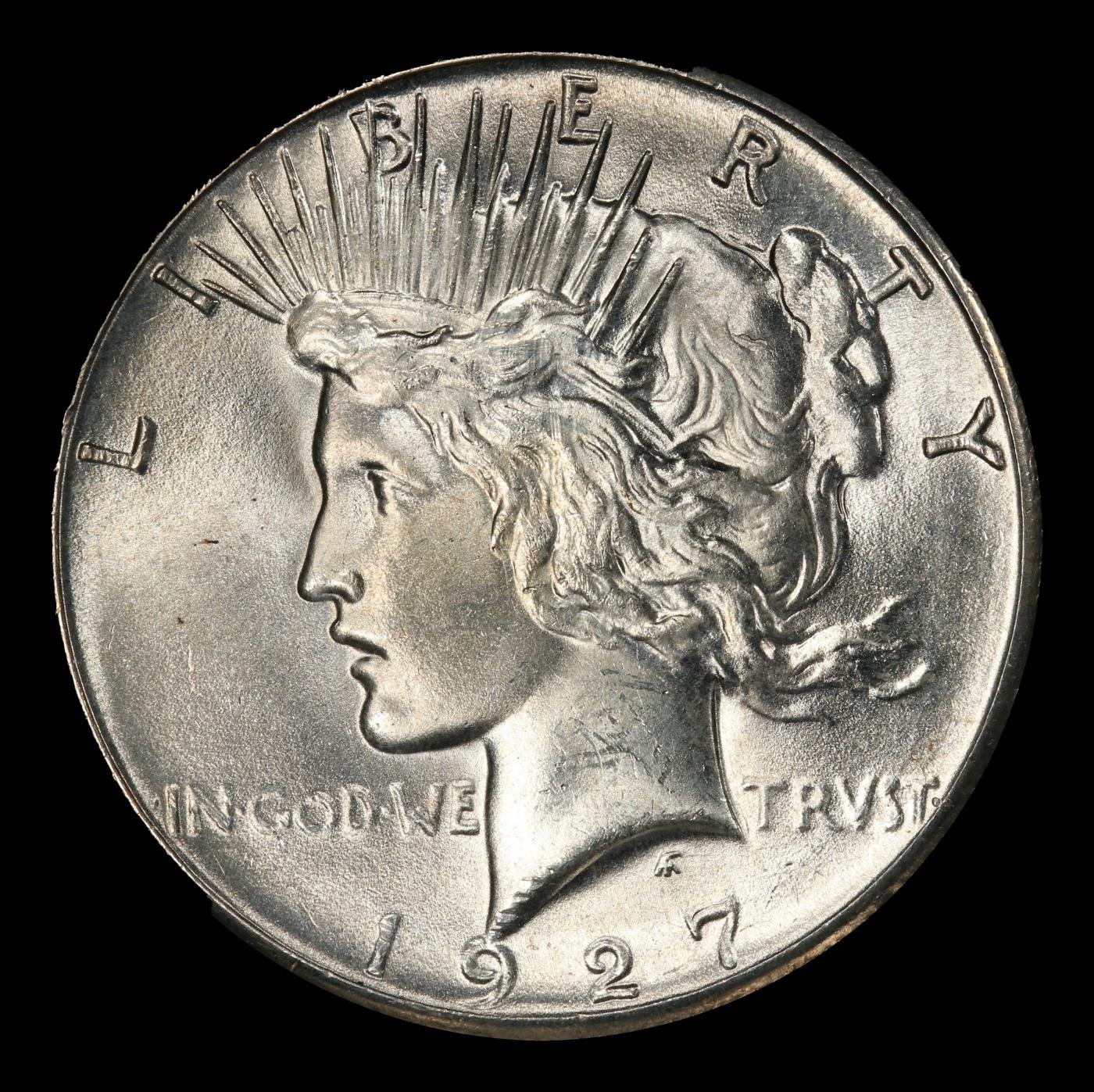 1927-p Peace Dollar Near Top Pop $1 ms65 SEGS