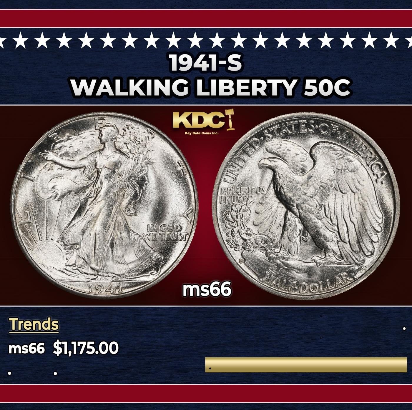 1941-s Walking Liberty Half Dollar 50c ms66 SEGS