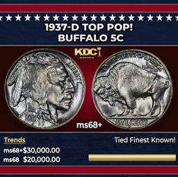 1937-d Buffalo Nickel TOP POP! 5c ms68+ SEGS