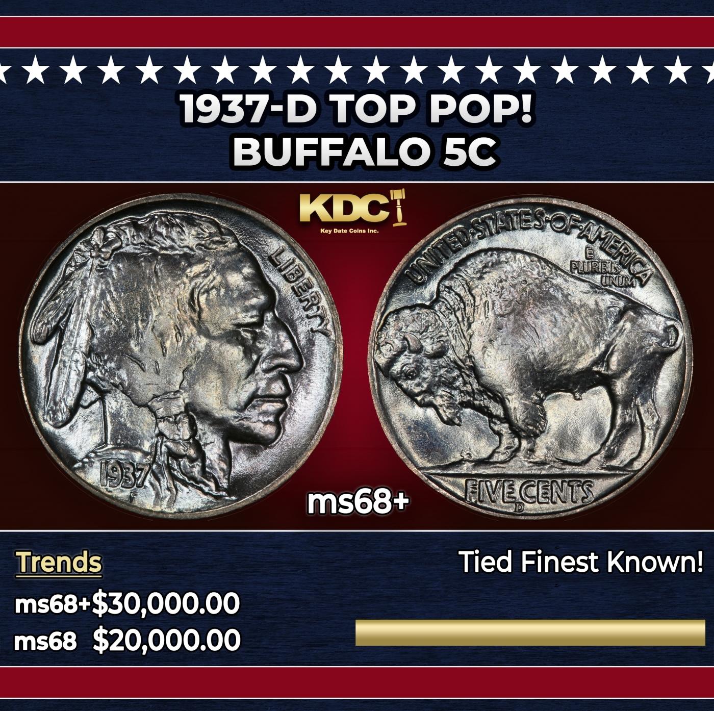 1937-d Buffalo Nickel TOP POP! 5c ms68+ SEGS