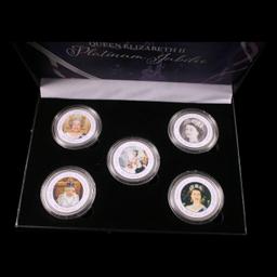 5 Coin Queen Elizabeth II - The Platnium Jubalee - Silver Plated Round Collection