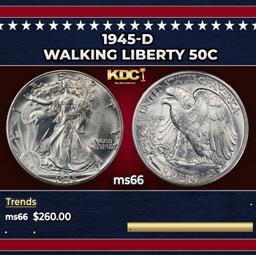1945-d Walking Liberty Half Dollar 50c Grades ms66