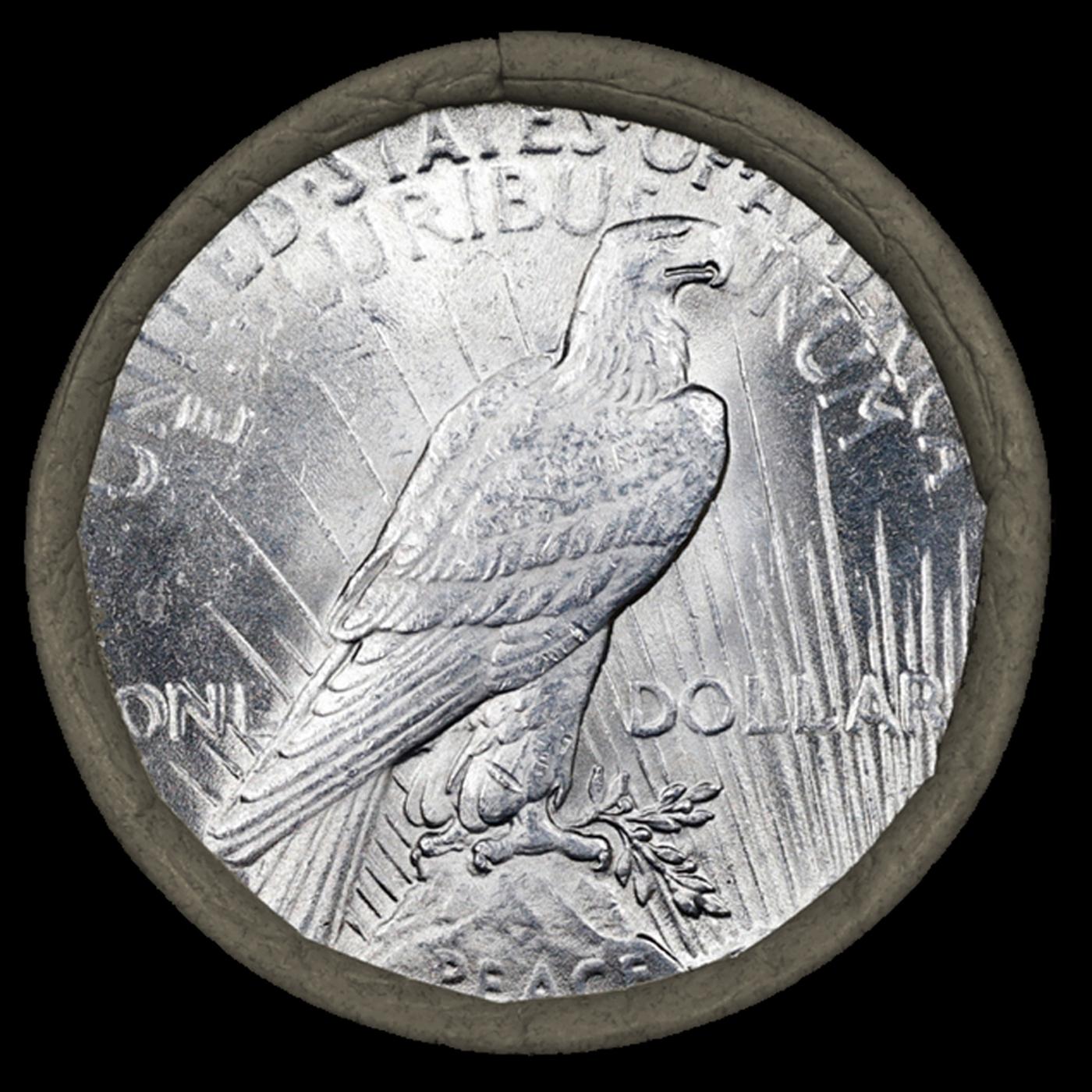 OC- Sears 10 Coin Circulated Peace Dollar $1 Roll Mystery 'P' Rev/'P' Rev Ends