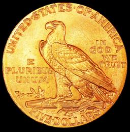 1915-p Gold Indian Half Eagle Near Top Pop! $5 ms65 USCG