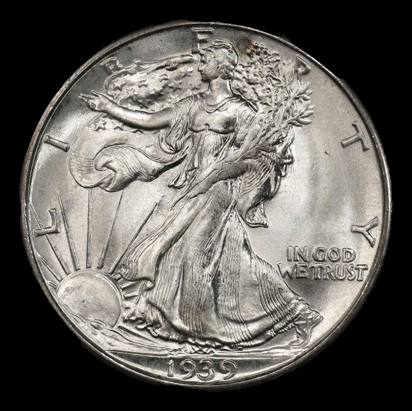 1939-d Walking Liberty Half Dollar Near Top Pop 50c ms67+ SEGS