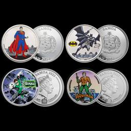4 OZ .999 Fine Silver Set DC Colorized Superhero's Collection