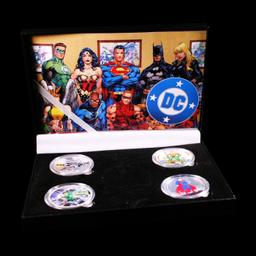 4 OZ .999 Fine Silver Set DC Colorized Superhero's Collection