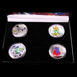 4 OZ .999 Fine Silver Set DC Colorized Superhero's Collection