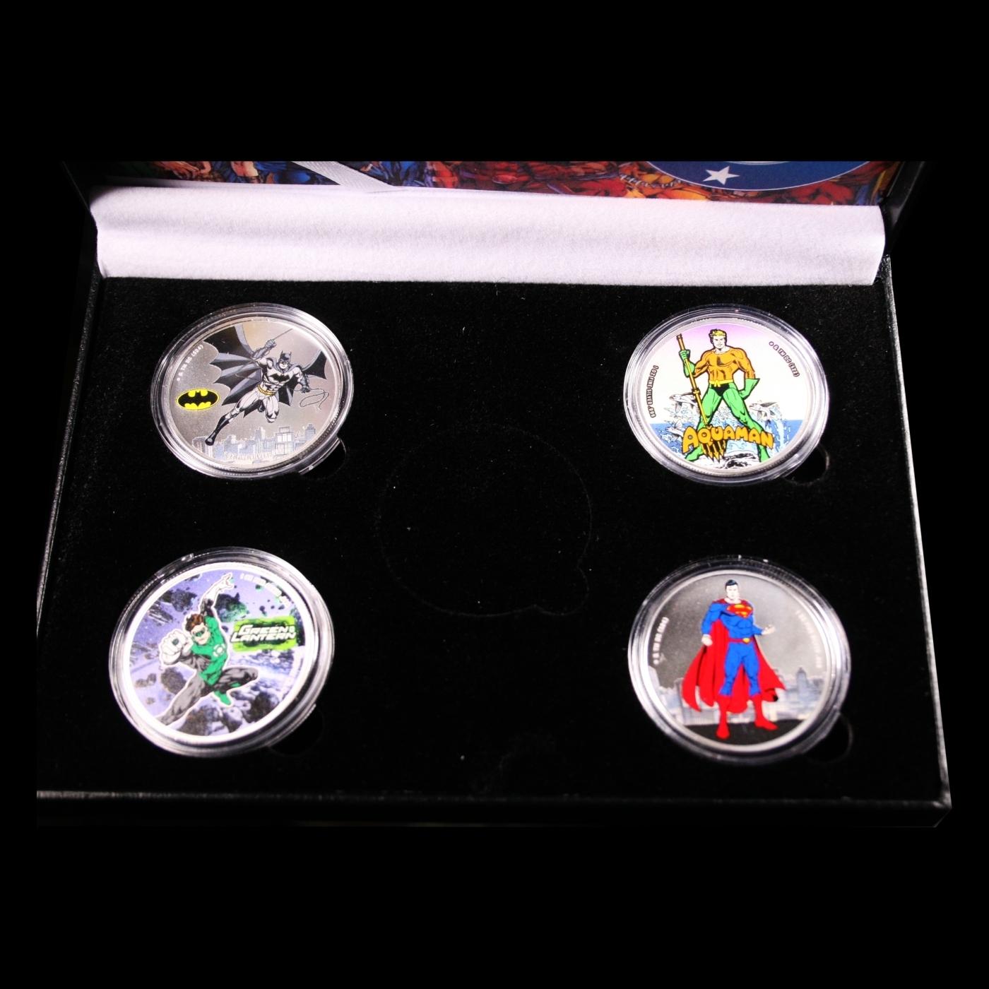 4 OZ .999 Fine Silver Set DC Colorized Superhero's Collection