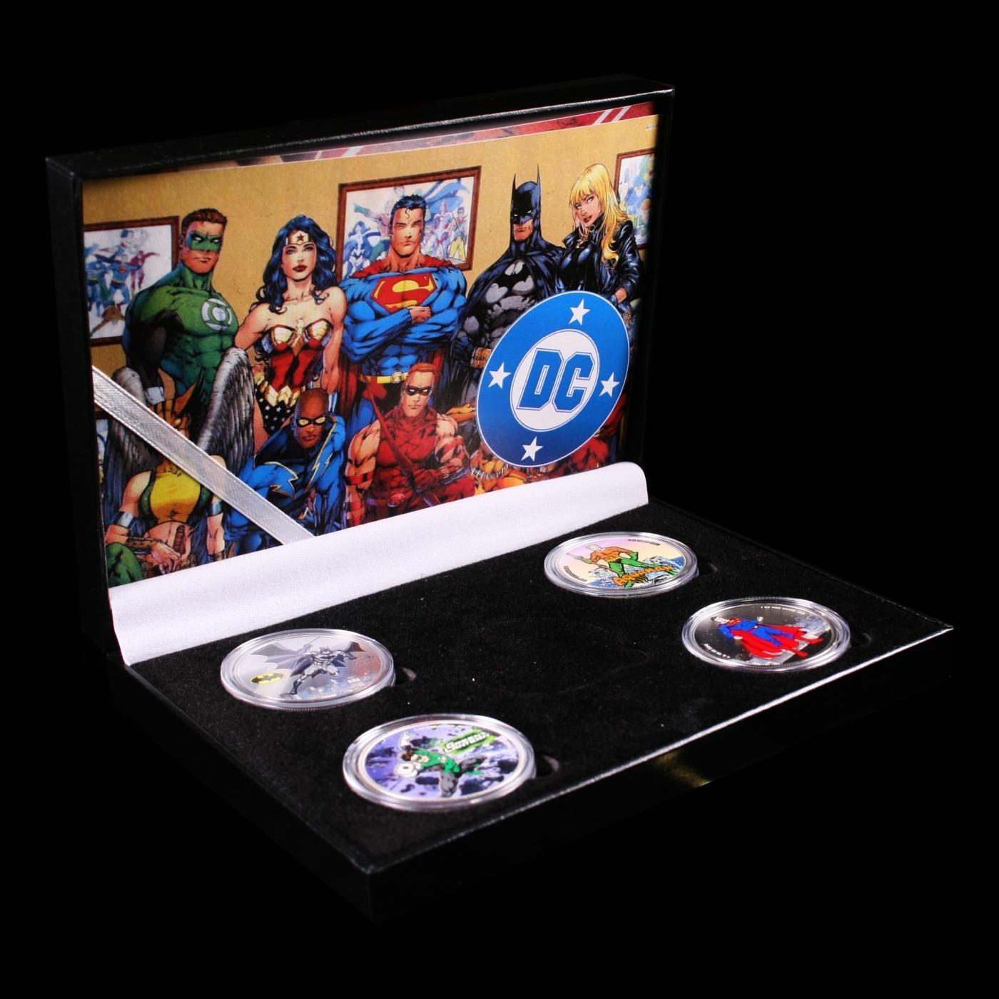 4 OZ .999 Fine Silver Set DC Colorized Superhero's Collection