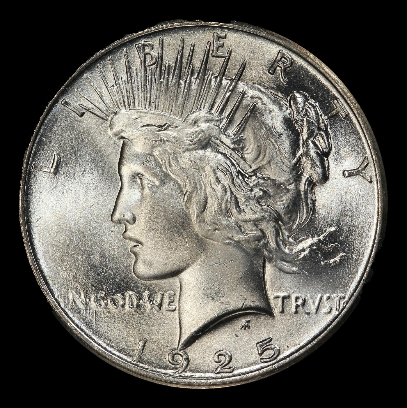 1925-p Peace Dollar $1 ms66+ SEGS