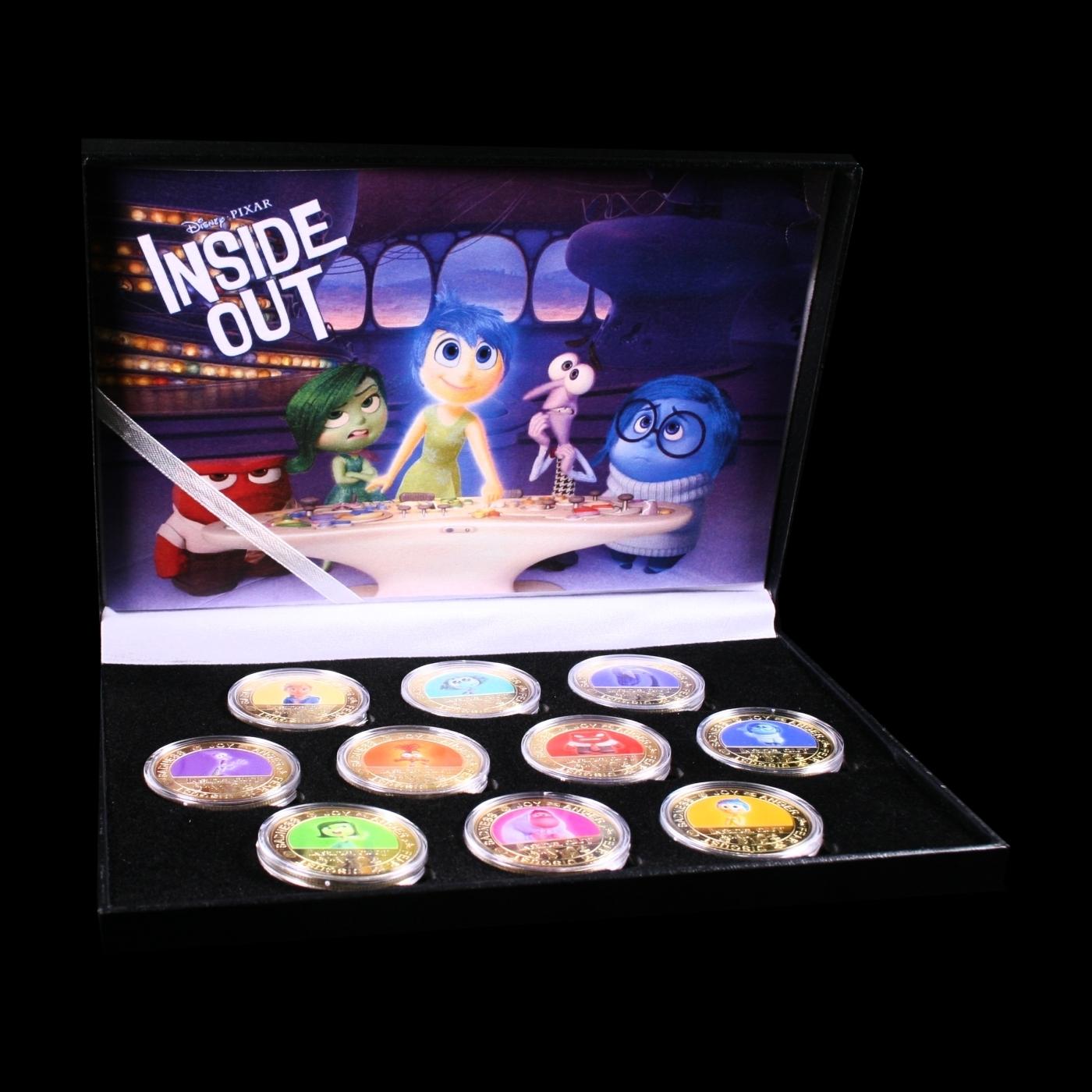 12 Coin Disney Pixar Inside Out Gold Plated Round Collection