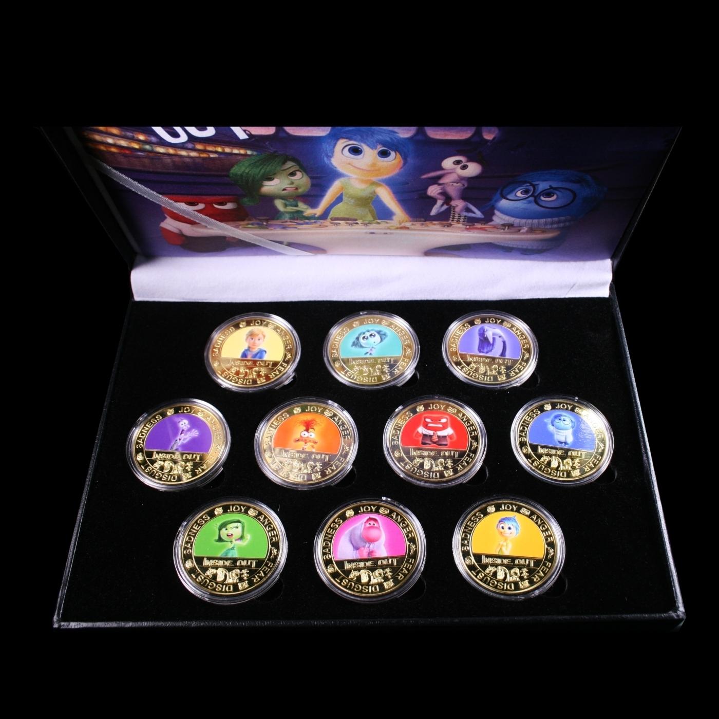 12 Coin Disney Pixar Inside Out Gold Plated Round Collection