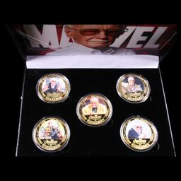 5 Coin Stan Lee Gold Plated Round Collection