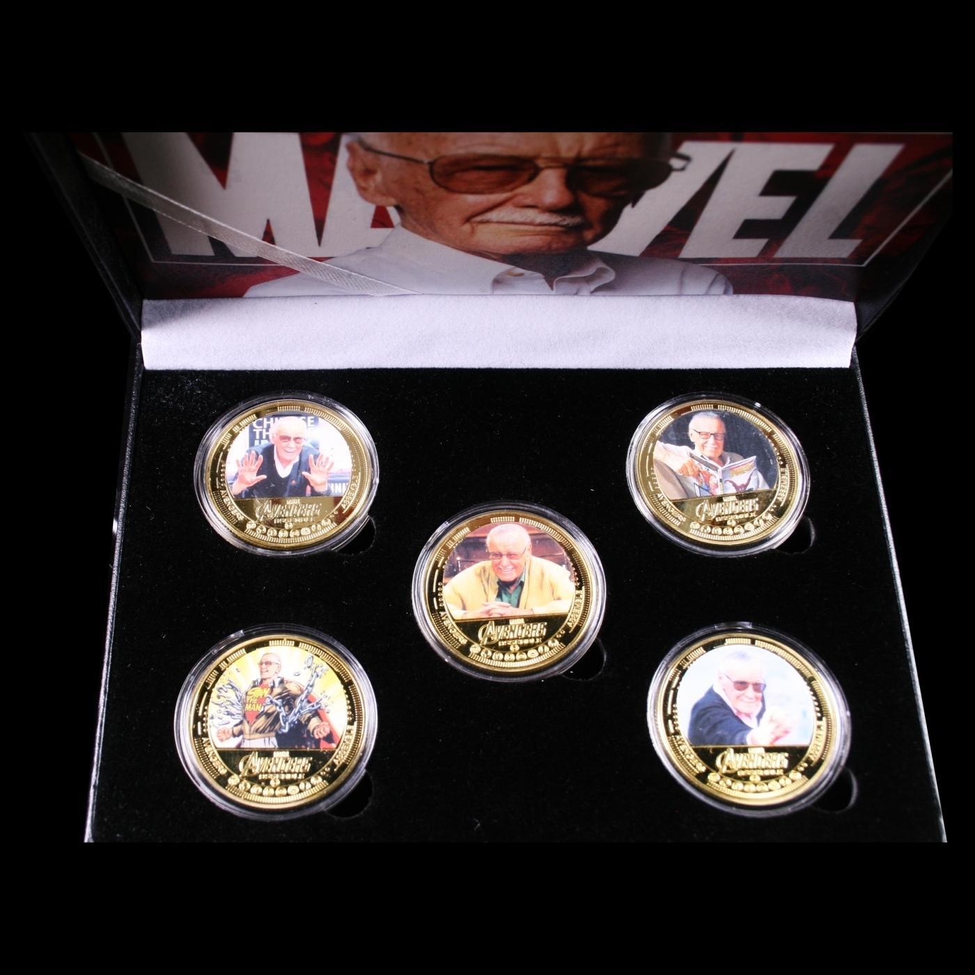 5 Coin Stan Lee Gold Plated Round Collection