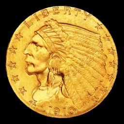 1910-p Gold Indian Quarter Eagle Near Top Pop! $2 1/2 ms66 USCG