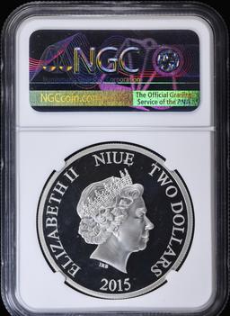 NGC NGC 2015 Marvel Iron Man Colorized Avengers Age of Uitron 1oz .999 Silver $2  Niue Commerative C